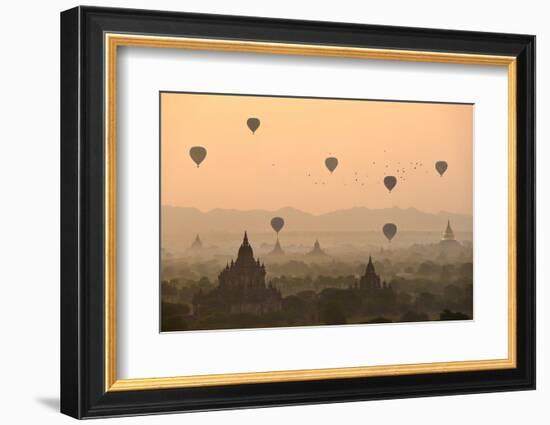 Bagan, balloons flying over ancient temples-Sarawut Intarob-Framed Photographic Print