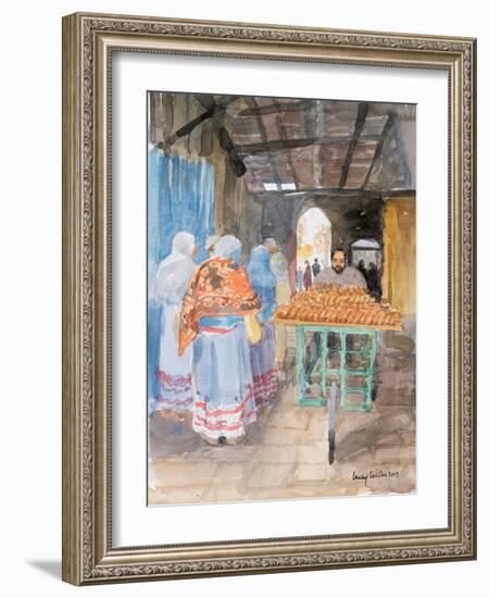 Bagel Seller in the Old City, Jerusalem, 2019 (W/C on Paper)-Lucy Willis-Framed Giclee Print