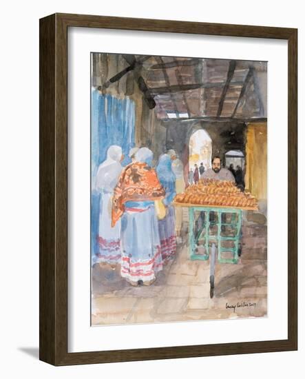 Bagel Seller in the Old City, Jerusalem, 2019 (W/C on Paper)-Lucy Willis-Framed Giclee Print