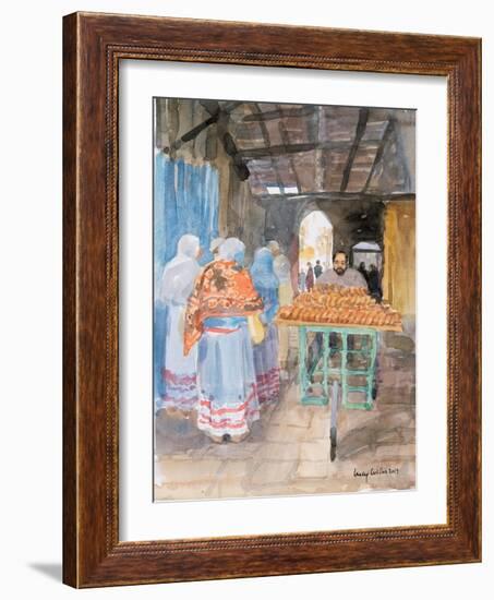 Bagel Seller in the Old City, Jerusalem, 2019 (W/C on Paper)-Lucy Willis-Framed Giclee Print