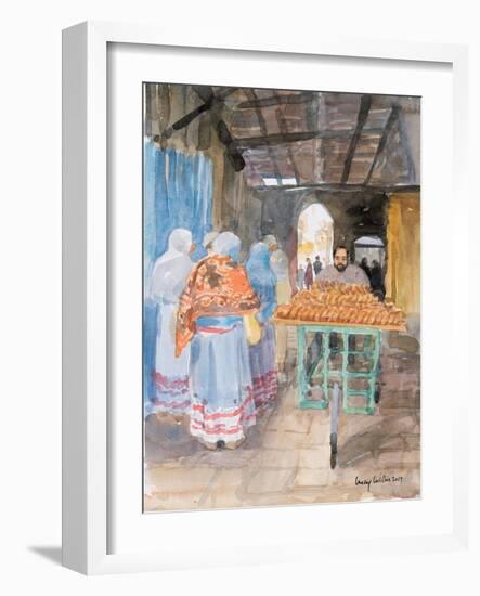 Bagel Seller in the Old City, Jerusalem, 2019 (W/C on Paper)-Lucy Willis-Framed Giclee Print