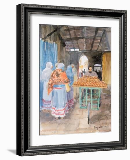 Bagel Seller in the Old City, Jerusalem, 2019 (W/C on Paper)-Lucy Willis-Framed Giclee Print