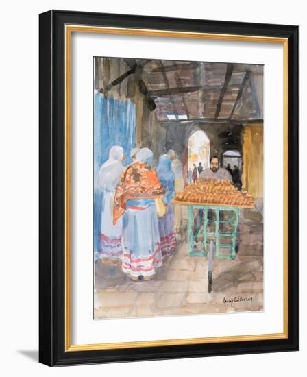 Bagel Seller in the Old City, Jerusalem, 2019 (W/C on Paper)-Lucy Willis-Framed Giclee Print