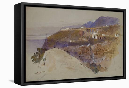 Bagnara above the Straits of Messina, 1847 (Pencil, Ink and W/C)-Edward Lear-Framed Premier Image Canvas