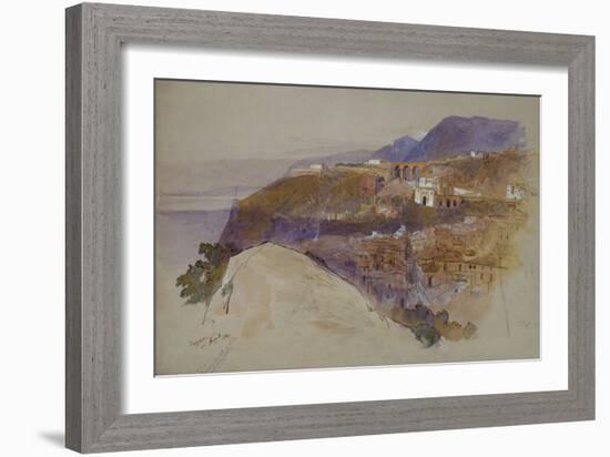 Bagnara above the Straits of Messina, 1847 (Pencil, Ink and W/C)-Edward Lear-Framed Giclee Print