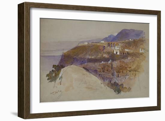 Bagnara above the Straits of Messina, 1847 (Pencil, Ink and W/C)-Edward Lear-Framed Giclee Print