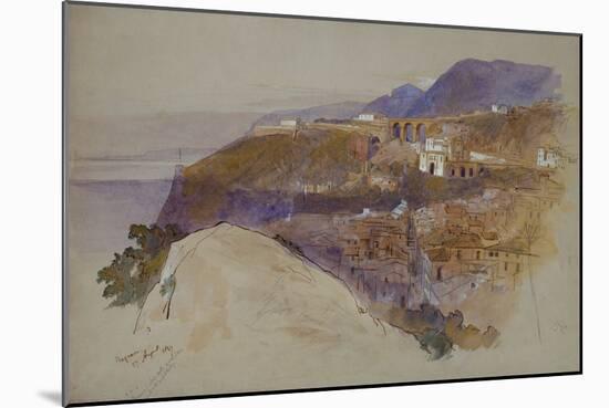 Bagnara above the Straits of Messina, 1847 (Pencil, Ink and W/C)-Edward Lear-Mounted Giclee Print