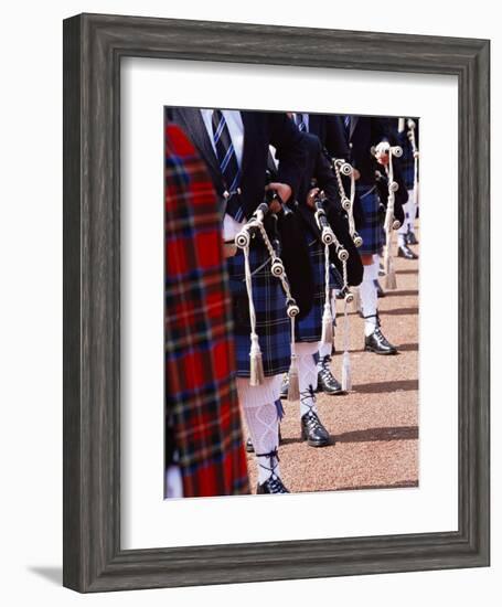 Bagpipe Players with Traditional Scottish Uniform, Glasgow, Scotland, United Kingdom, Europe-Yadid Levy-Framed Photographic Print