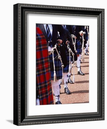 Bagpipe Players with Traditional Scottish Uniform, Glasgow, Scotland, United Kingdom, Europe-Yadid Levy-Framed Photographic Print