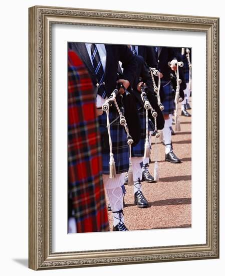 Bagpipe Players with Traditional Scottish Uniform, Glasgow, Scotland, United Kingdom, Europe-Yadid Levy-Framed Photographic Print