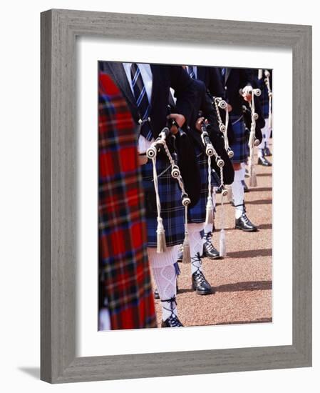 Bagpipe Players with Traditional Scottish Uniform, Glasgow, Scotland, United Kingdom, Europe-Yadid Levy-Framed Photographic Print