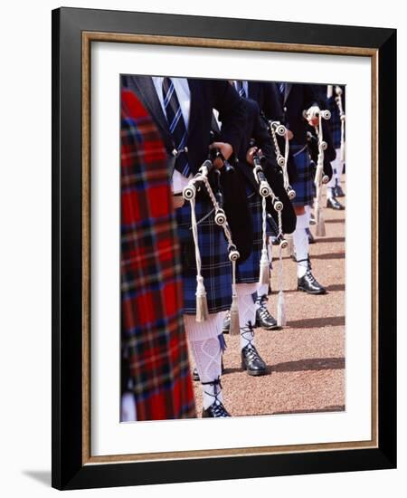 Bagpipe Players with Traditional Scottish Uniform, Glasgow, Scotland, United Kingdom, Europe-Yadid Levy-Framed Photographic Print