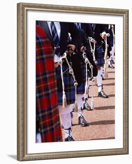 Bagpipe Players with Traditional Scottish Uniform, Glasgow, Scotland, United Kingdom, Europe-Yadid Levy-Framed Photographic Print