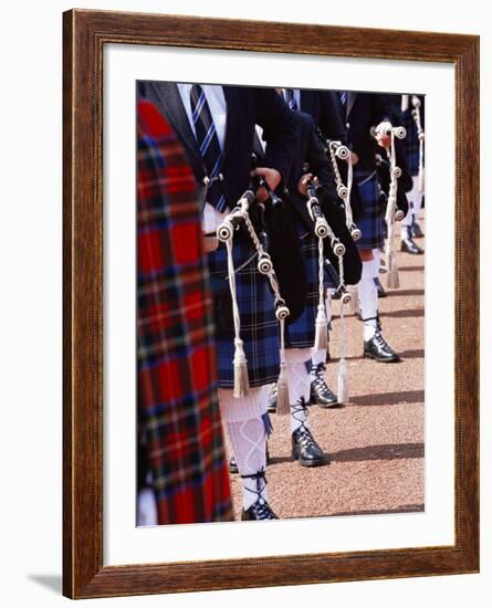 Bagpipe Players with Traditional Scottish Uniform, Glasgow, Scotland, United Kingdom, Europe-Yadid Levy-Framed Photographic Print