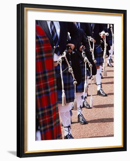 Bagpipe Players with Traditional Scottish Uniform, Glasgow, Scotland, United Kingdom, Europe-Yadid Levy-Framed Photographic Print