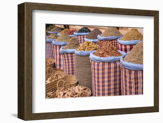 Bags of Herbs and Spices for Sale in Souk in the Old Quarter, Medina, Marrakesh, Morocco-Stephen Studd-Framed Photographic Print