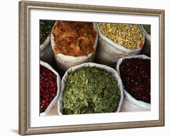 Bags of Spices for Sale at Market, Tripoli, Lebanon-Bethune Carmichael-Framed Photographic Print