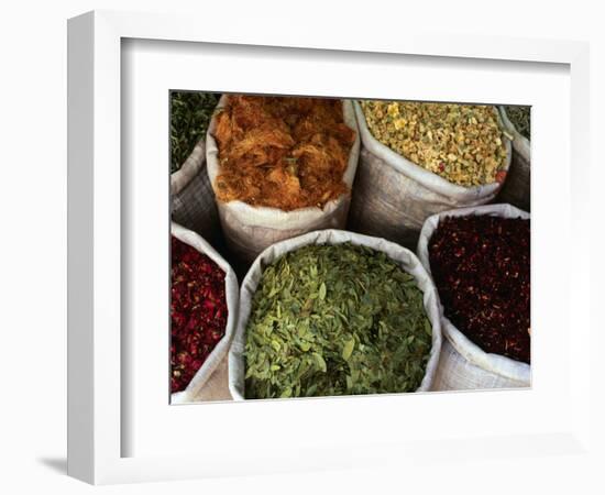 Bags of Spices for Sale at Market, Tripoli, Lebanon-Bethune Carmichael-Framed Photographic Print