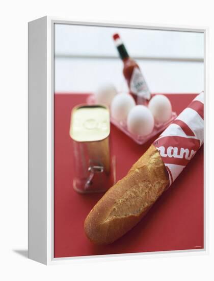 Baguette, Tin of Corned Beef, Eggs and Tabasco-Peter Medilek-Framed Premier Image Canvas