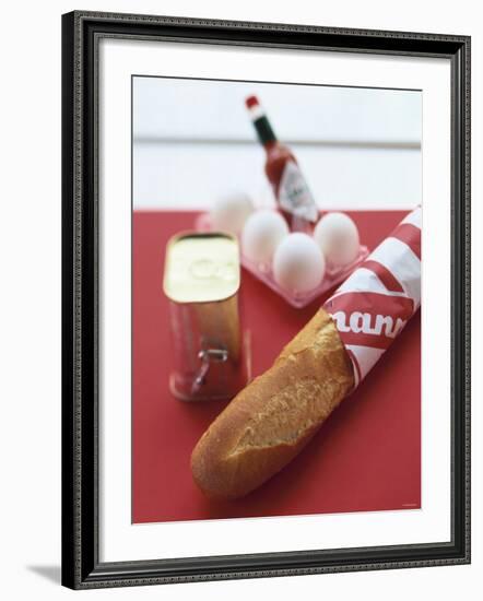 Baguette, Tin of Corned Beef, Eggs and Tabasco-Peter Medilek-Framed Photographic Print