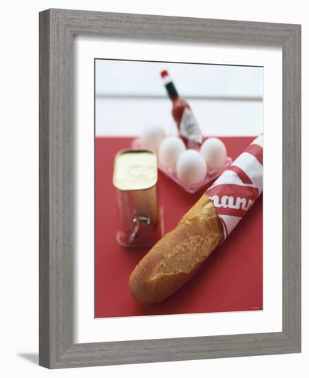 Baguette, Tin of Corned Beef, Eggs and Tabasco-Peter Medilek-Framed Photographic Print