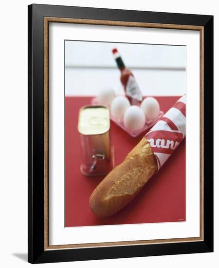 Baguette, Tin of Corned Beef, Eggs and Tabasco-Peter Medilek-Framed Photographic Print