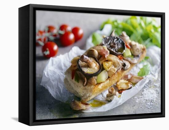 Baguette with Mushrooms and Onions-null-Framed Premier Image Canvas