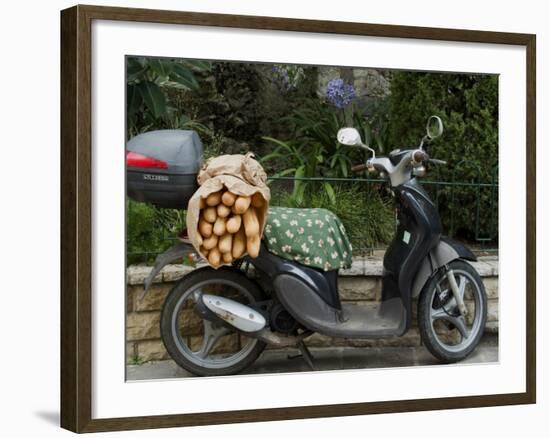 Baguettes on Back on Scooter, Monaco-Ethel Davies-Framed Photographic Print