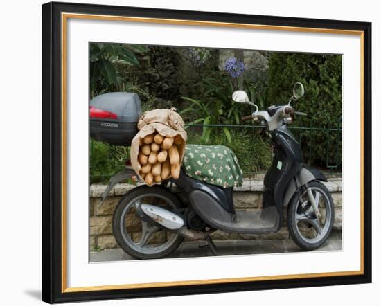 Baguettes on Back on Scooter, Monaco-Ethel Davies-Framed Photographic Print