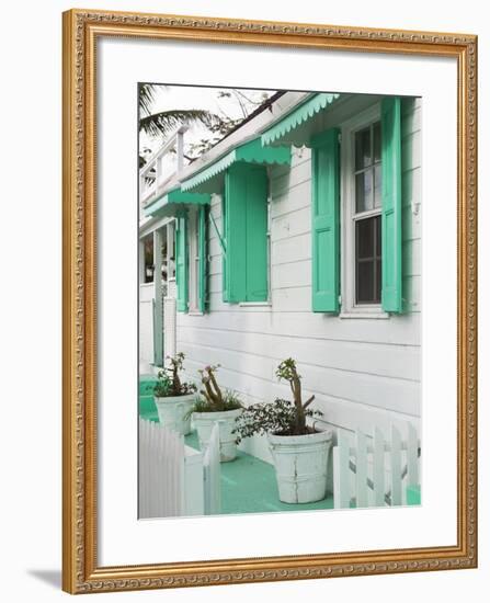 Bahamas, Eleuthera Island, Harbour Island, Dunmore Town, House Detail-Walter Bibikow-Framed Photographic Print