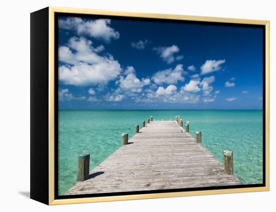 Bahamas, Eleuthera Island, Tarpum Bay, Town Pier-Walter Bibikow-Framed Premier Image Canvas