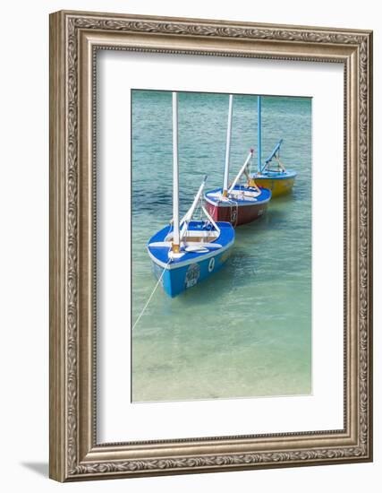Bahamas, Exuma Island. Boats Moored in Harbor-Don Paulson-Framed Photographic Print
