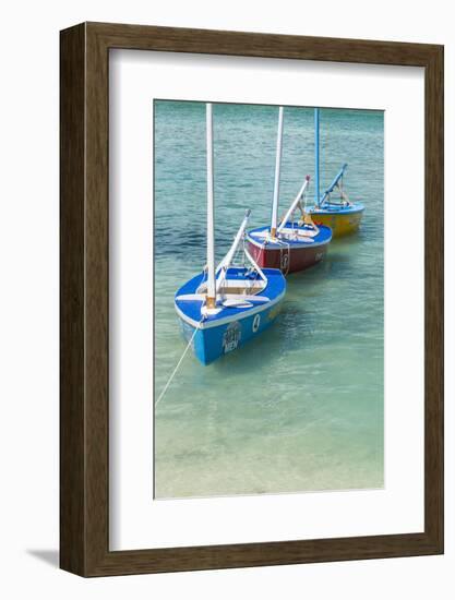 Bahamas, Exuma Island. Boats Moored in Harbor-Don Paulson-Framed Photographic Print