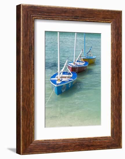 Bahamas, Exuma Island. Boats Moored in Harbor-Don Paulson-Framed Photographic Print