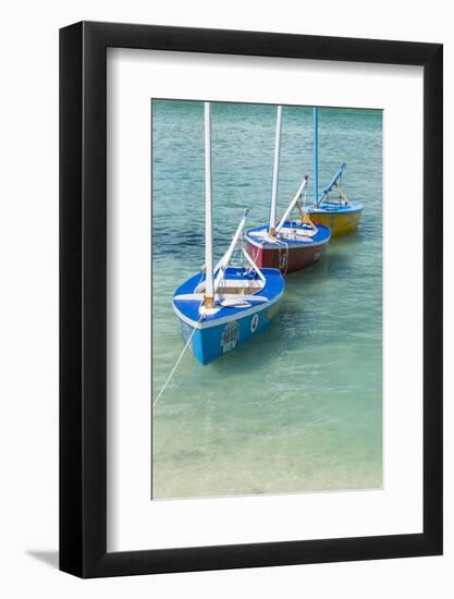 Bahamas, Exuma Island. Boats Moored in Harbor-Don Paulson-Framed Photographic Print