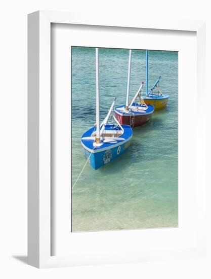 Bahamas, Exuma Island. Boats Moored in Harbor-Don Paulson-Framed Photographic Print