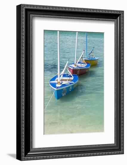 Bahamas, Exuma Island. Boats Moored in Harbor-Don Paulson-Framed Photographic Print