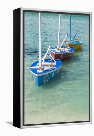 Bahamas, Exuma Island. Boats Moored in Harbor-Don Paulson-Framed Premier Image Canvas