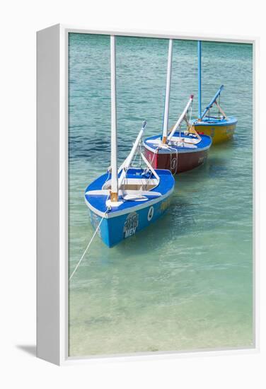 Bahamas, Exuma Island. Boats Moored in Harbor-Don Paulson-Framed Premier Image Canvas