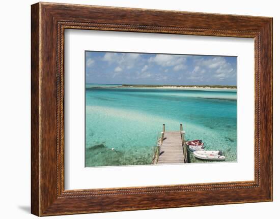 Bahamas, Exuma Island, Cays Land and Sea Park. Pier and Moored Boats-Don Paulson-Framed Photographic Print