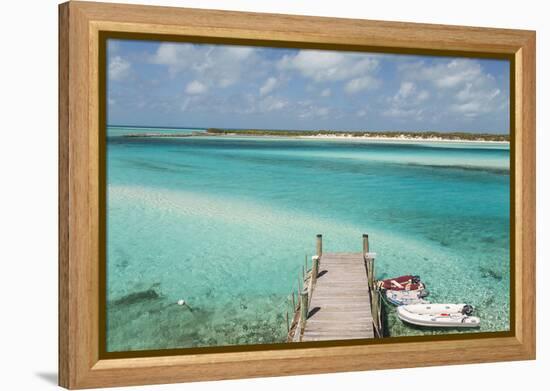 Bahamas, Exuma Island, Cays Land and Sea Park. Pier and Moored Boats-Don Paulson-Framed Premier Image Canvas