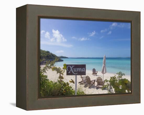 Bahamas, Exuma Island. Chairs on Beach-Don Paulson-Framed Premier Image Canvas