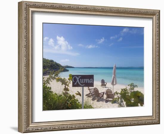 Bahamas, Exuma Island. Chairs on Beach-Don Paulson-Framed Photographic Print