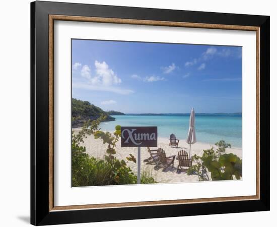 Bahamas, Exuma Island. Chairs on Beach-Don Paulson-Framed Photographic Print