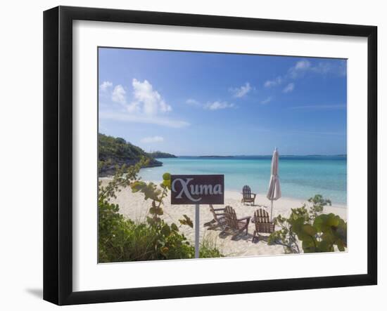 Bahamas, Exuma Island. Chairs on Beach-Don Paulson-Framed Photographic Print