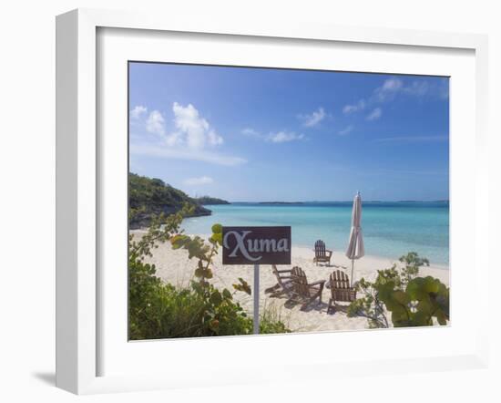 Bahamas, Exuma Island. Chairs on Beach-Don Paulson-Framed Photographic Print