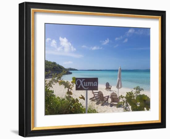 Bahamas, Exuma Island. Chairs on Beach-Don Paulson-Framed Photographic Print