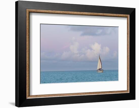 Bahamas, Exuma Island. Sailboat at Sunset-Don Paulson-Framed Photographic Print