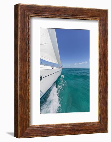 Bahamas, Exuma Island. Sailboat under Sail in Ocean-Don Paulson-Framed Photographic Print