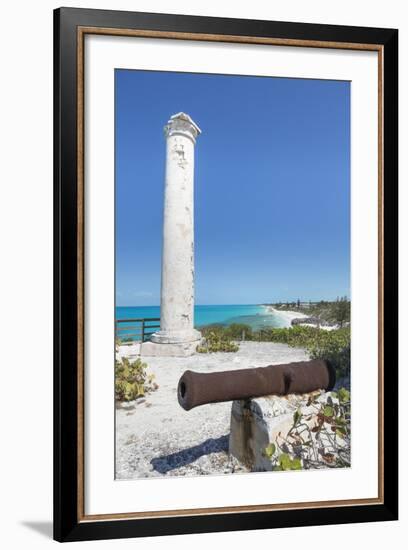 Bahamas, Little Exuma Island. Cannon and Column Marking Salt Ponds-Don Paulson-Framed Photographic Print